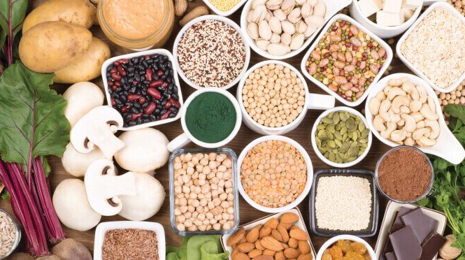 Beans, nuts, and veggies