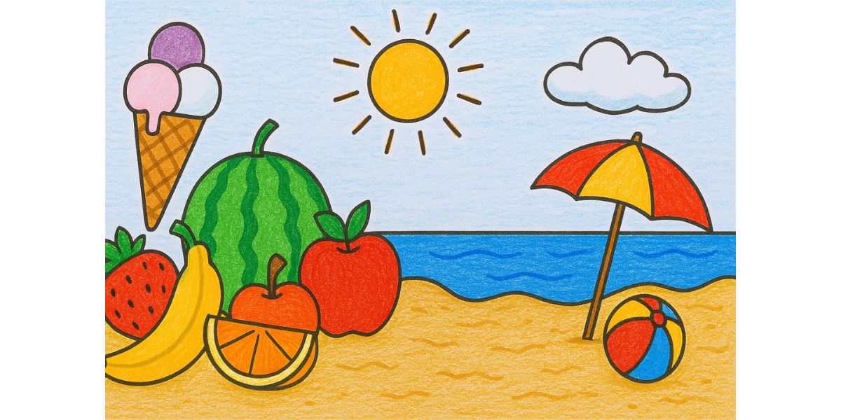 Summer season drawing for class 2